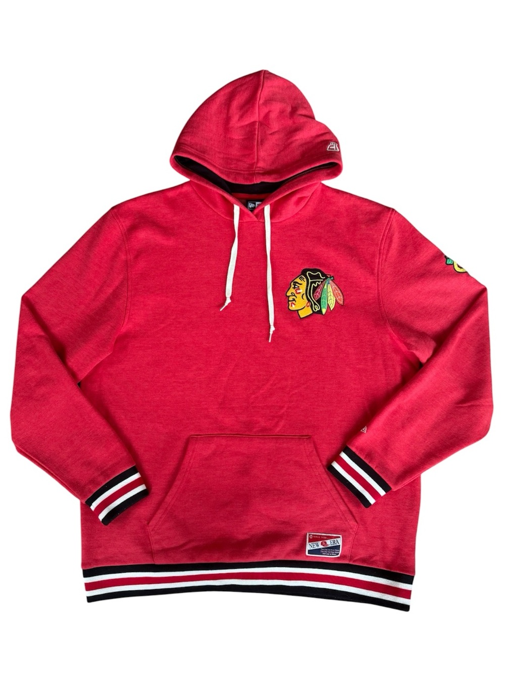 New Era Chicago Blackhawks Stripped Rib & Hem Hoodie Sweatshirt Men’s Size XL